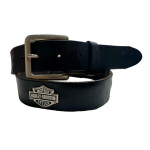 Harley Davidson Motorcycles Leather Mens Belt Silver Hardware Sz 40 Heavy